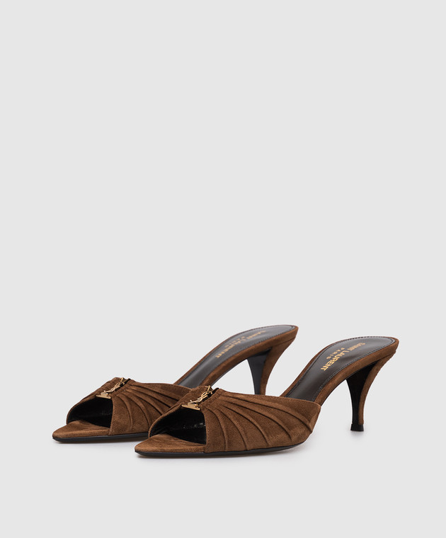 Saint Laurent Коричневі замшеві мюлі BABYLONE 86112127D00 зображення 2