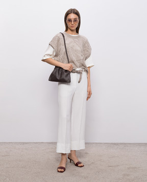 Brunello Cucinelli Бежевий топ з льону з паєтками MDT771010