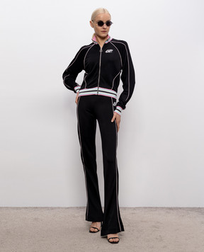 Off-White Черная спортивная куртка с акцентными манжетами 2BD00BS26JER001