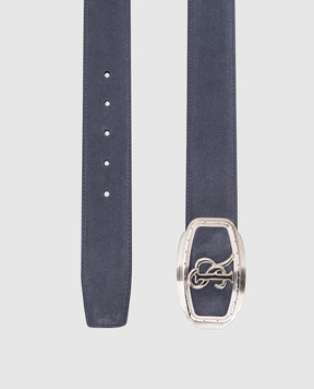 Stefano Ricci Синий замшевый ремень с монограммой логотипа N381SDC573P