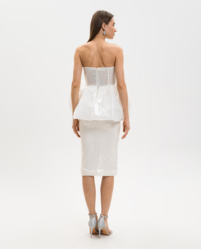 David Koma Біла сукня з баскою в паєтки RE26DK73D