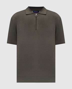 Stefano Ricci Поло цвета хаки из шерсти, кашемира и шелка в узор W505507P31W26150