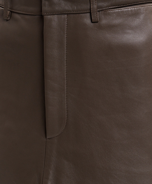 Victoria Beckham Коричнева шкіряна спідниця 1426LSK007677A зображення 5