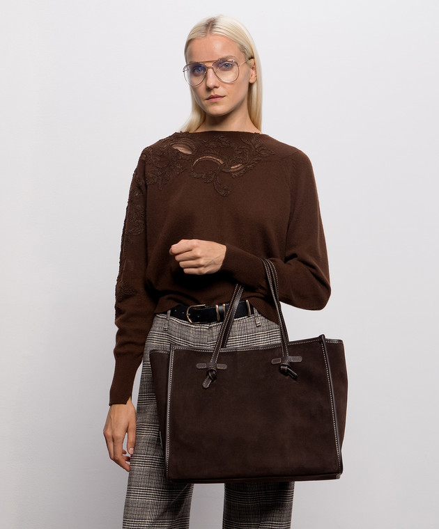 Gianni Chiarini Коричневая замшевая сумка-тоут BS8990CMPL изображение 2