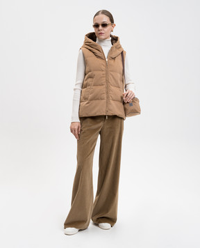 Max Mara Коричневий пуховий двосторонній жилет Delfy з вовни верблюда DELFY