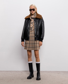 Twinset Чорна глянцева куртка з ефектом овчини 262AP2180