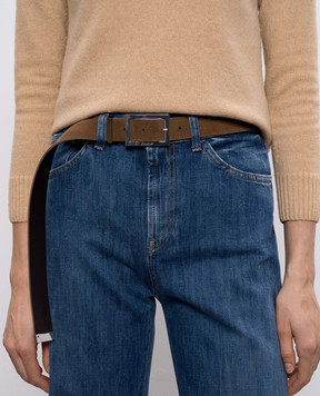 Dondup Коричневий замшевий ремінь з гравіюванням логотипа WC326PL0671DXXX