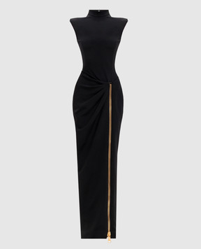 Balmain Чорна сукня з блискавкою FF0RP900JL05
