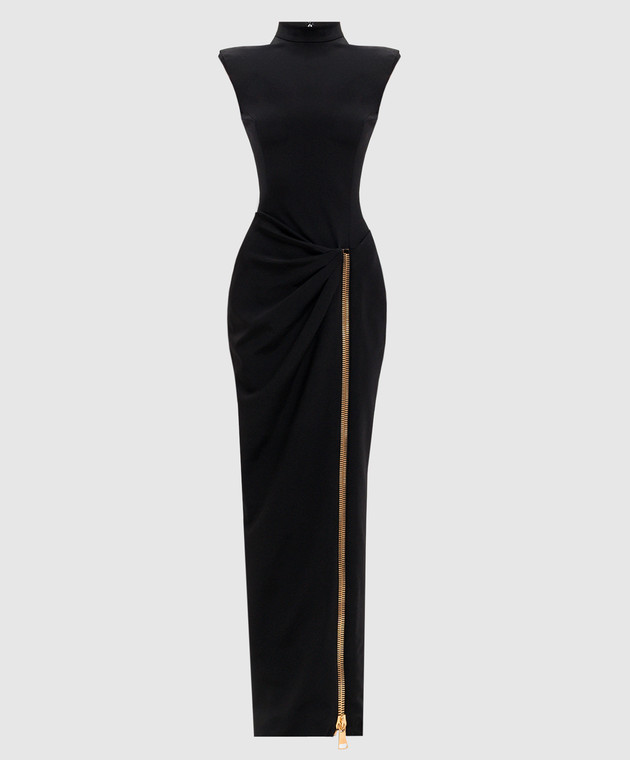 Balmain Чорна сукня з блискавкою FF0RP900JL05
