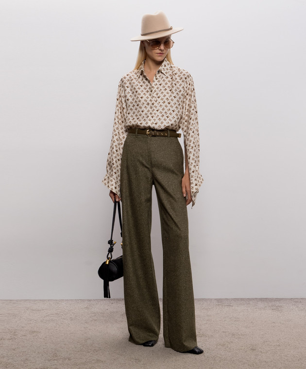Max Mara Брюки GIOIA хаки с шерстью и шелком MSTGIOIA изображение 2