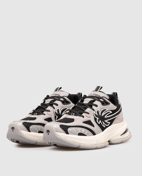 Palm Angels Серые комбинированные кроссовки Runner PMIA10TS26LEA001