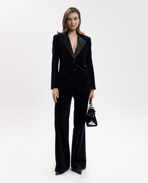 Victoria Beckham Синий бархатный жакет Camilla 1425WJK007244B