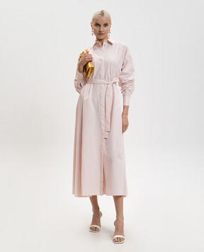 Twinset Розовое платье-рубашка с плиссированием 261TE2031
