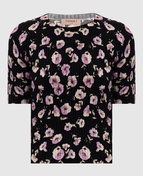 Twinset Чорний топ в квітковий принт 261TP3460