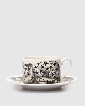 Fornasetti Белый фарфоровый набор для кофе High Fidelity Quadrettato с чашкой и блюдцем P39X2893