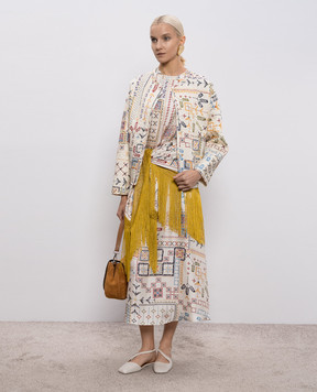 Momoni Белое платье миди Javier из шелка MODR007MO01