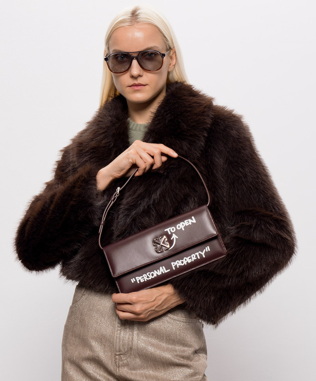 Off-White Бордовая кожаная сумка Jitney 1.0 OWWNN30F26LT01 изображение 2