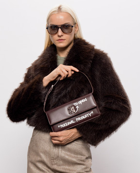 Off-White Бордовая кожаная сумка Jitney 1.0 OWWNN30F26LT01