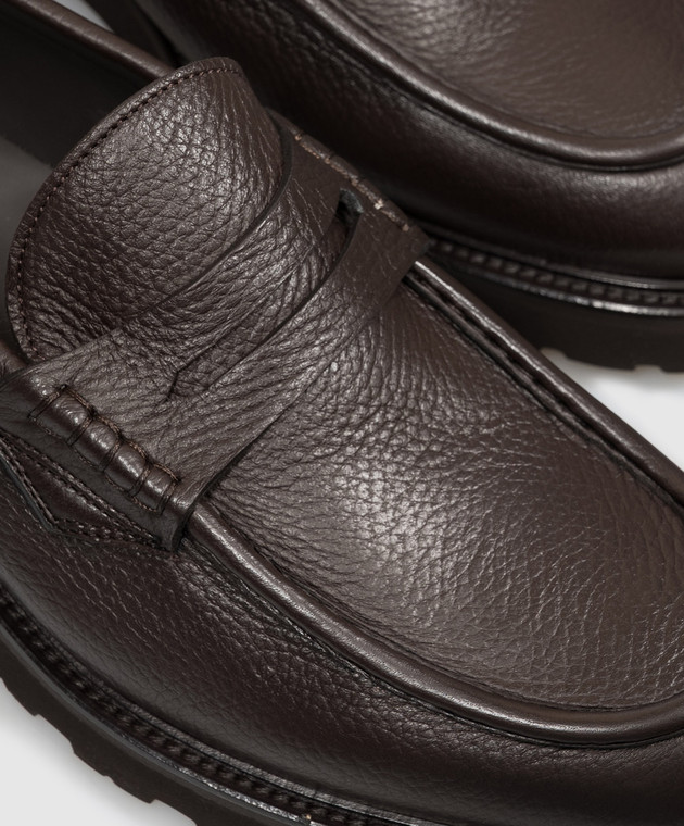 Canali Коричневые кожаные лоферы RF01356611244 изображение 5