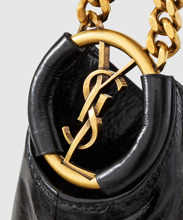 Saint Laurent Черная кожаная глянцевая сумка-хобо HORTENSE 871222AAGOL изображение 4