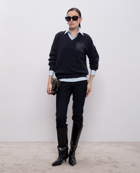 Peserico Синій пуловер з вовни, шовку і кашеміру S99061F129018C