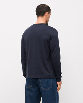 Valentino Синий лонгслив с вышивкой монограммы логотипа 8V3MG18DBD5