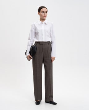 Maison Margiela MM6 Коричневые брюки из шерсти в узор S62KB0247M35636