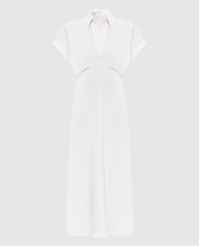 Brunello Cucinelli Белое платье с леном с цепочкой мониль MH126A5426