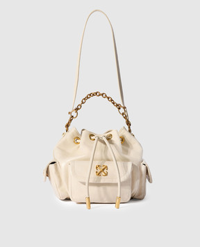 Off-White Белая кожаная сумка-кисет Dumbo OWMY002F25LEA001