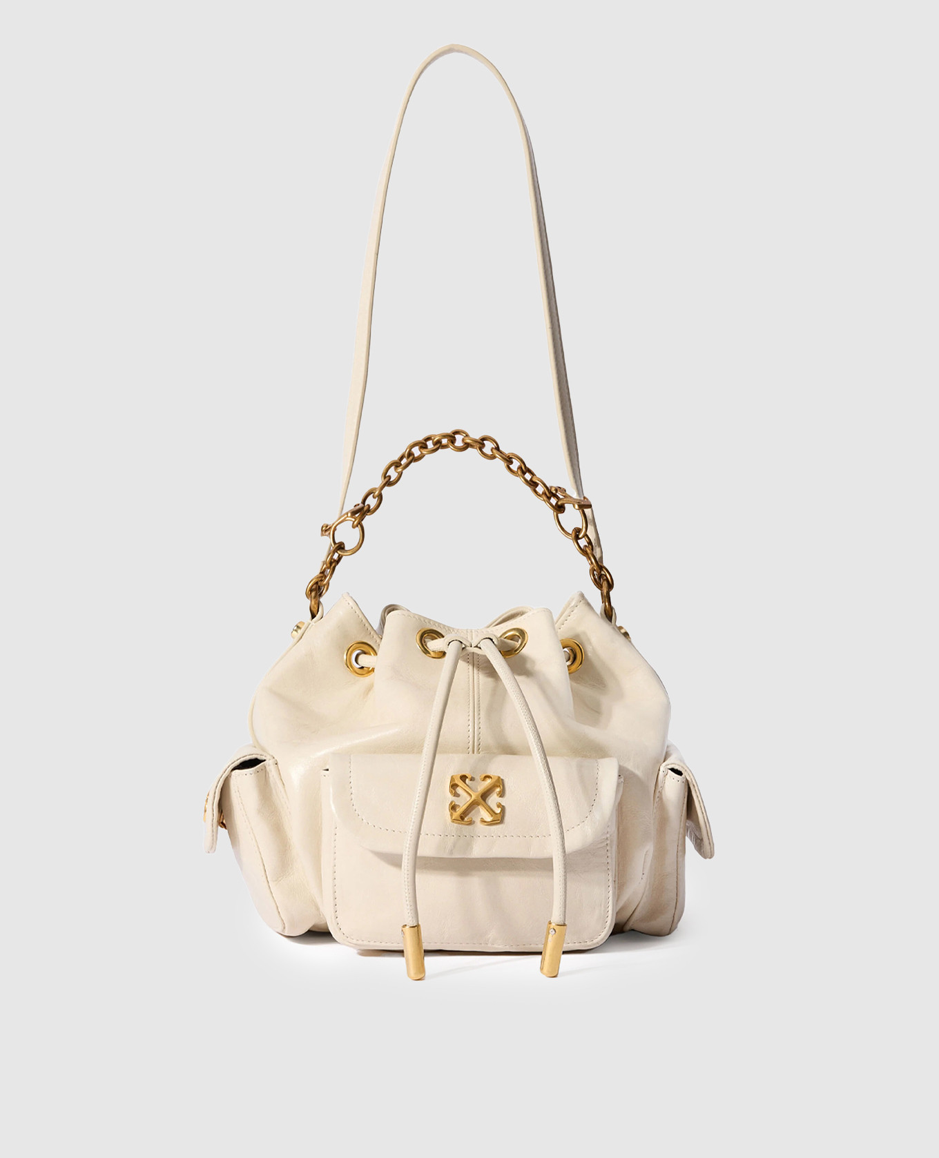 Белая кожаная сумка-кисет Dumbo