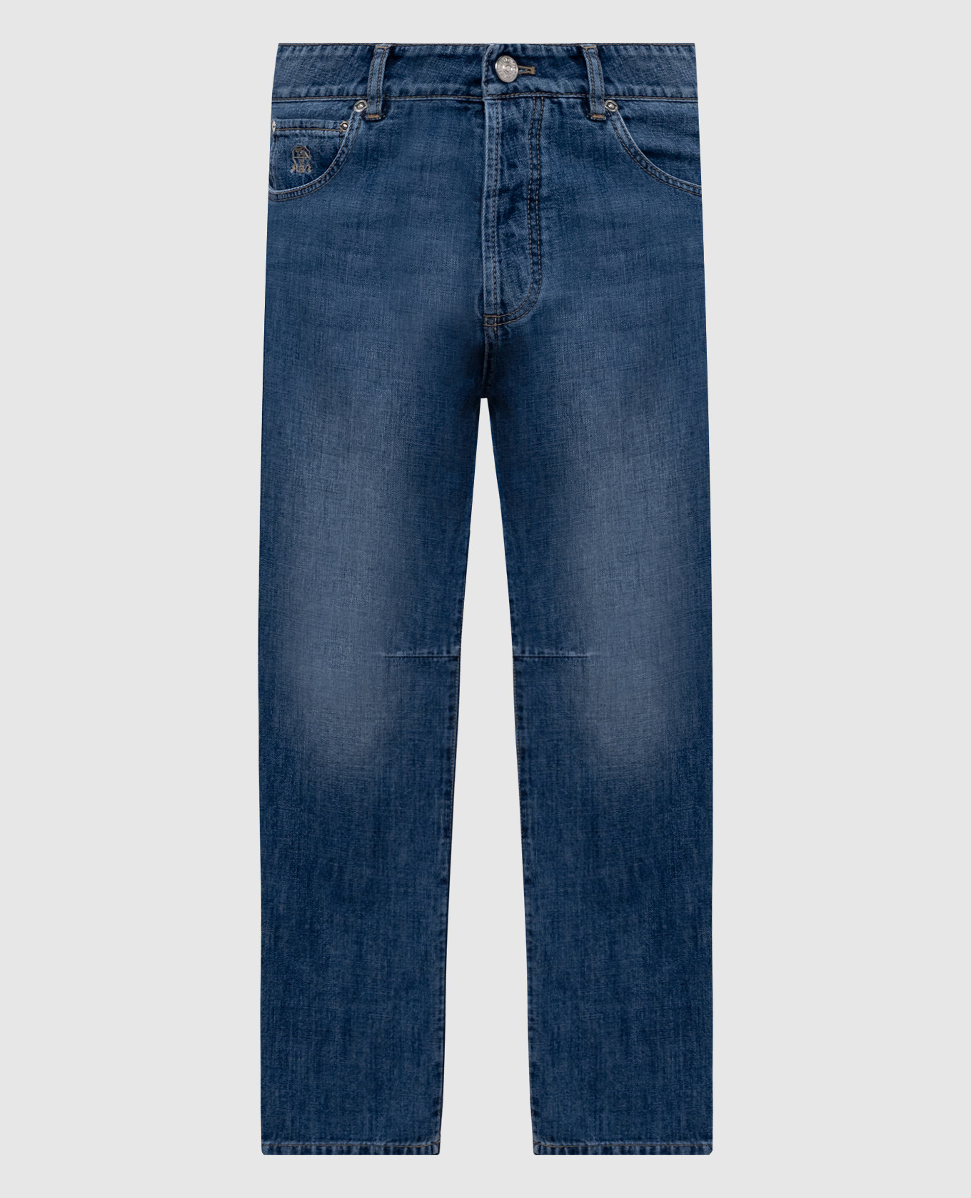 Синие джинсы с логотип патч