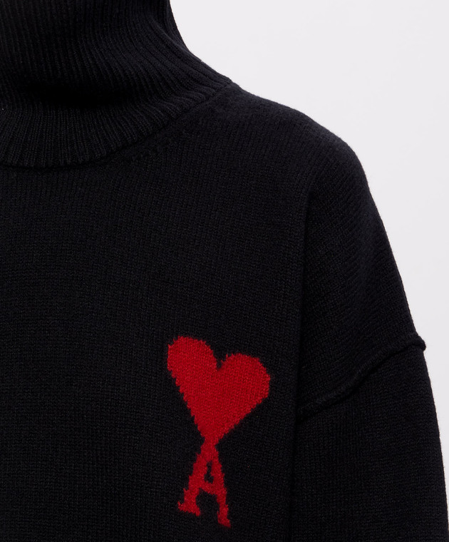 Ami Paris Черный свитер из шерсти Ami de Coeur UKS839018 изображение 5