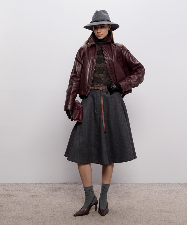 Brunello Cucinelli Темно-коричневый топ в узоре MFR491704P изображение 2