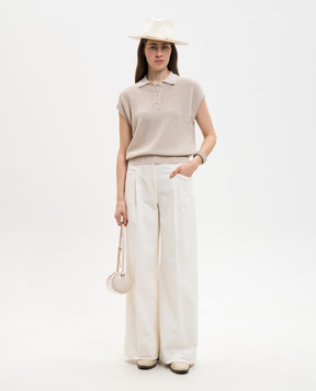 Peserico Штани з брендовою нашивкою кольору айворі P04726TS07956