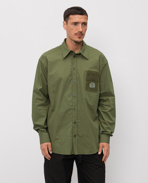 Dolce&Gabbana Сорочка кольору хакі з нашивкою монограми логотипа G5OE4ZFUFN9