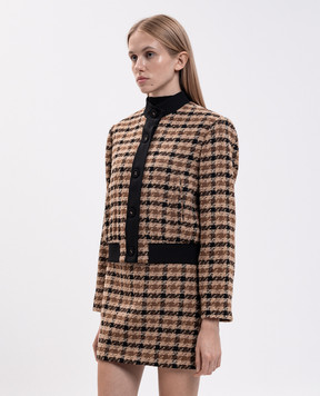Twinset Коричнева твідова куртка з вовною в клітинку 262TT2350