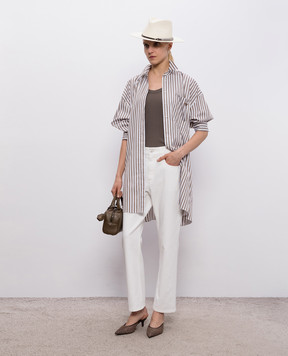 Brunello Cucinelli Коричнева майка в рубчик MG902FP100