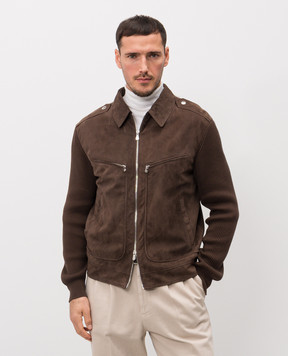 Brunello Cucinelli Коричневая комбинированная куртка MPCLF2077