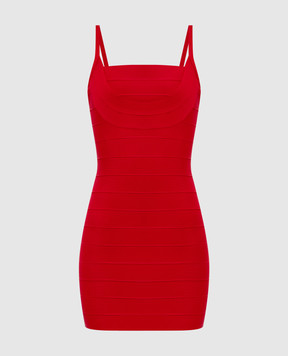 Herve Leger Червона сукня міні The Dance Floor 46HLFT8571190