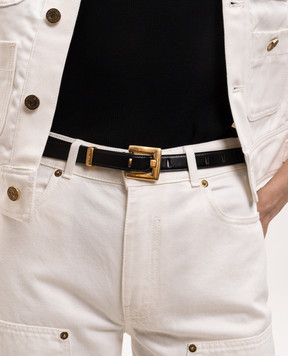 Balmain Черный кожаный ремень Anthem с логотипом GN0WJ191LSLX