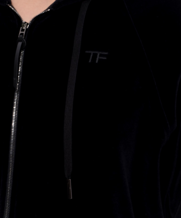 Tom Ford Темно-синяя велюровая спортивная куртка FLJ072JEX154 изображение 5