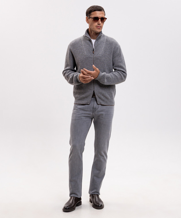 Canali Сірий кардиган з вовни та кашеміру MK02552C1223 зображення 2