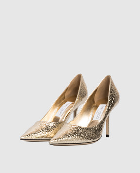 Jimmy Choo Золотистые шкирные туфли Love с тиснением под кожу рептилии LOVE85EGV