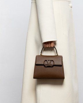 Valentino Коричнева шкіряна сумка-трапеція Vsling 9W2B0T85YCZ