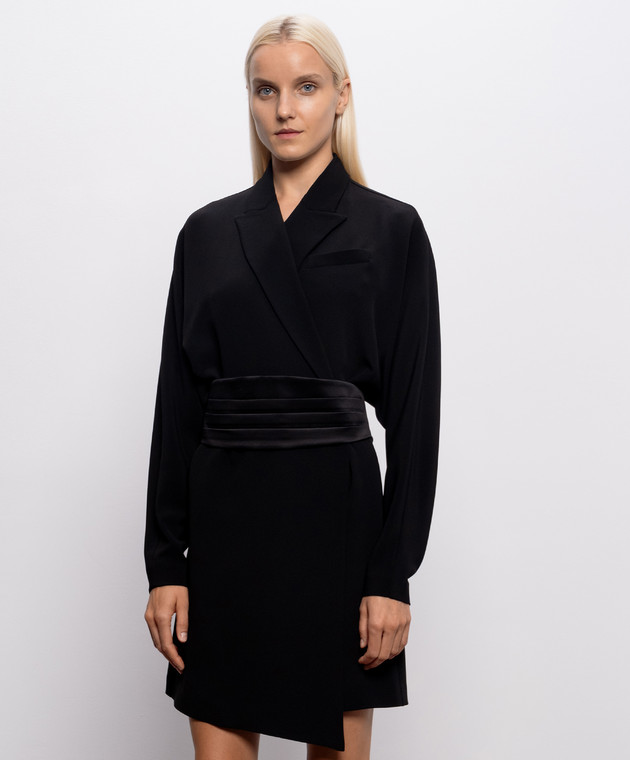 Brunello Cucinelli Черное платье-жакет с шелком MA029A5554 изображение 3