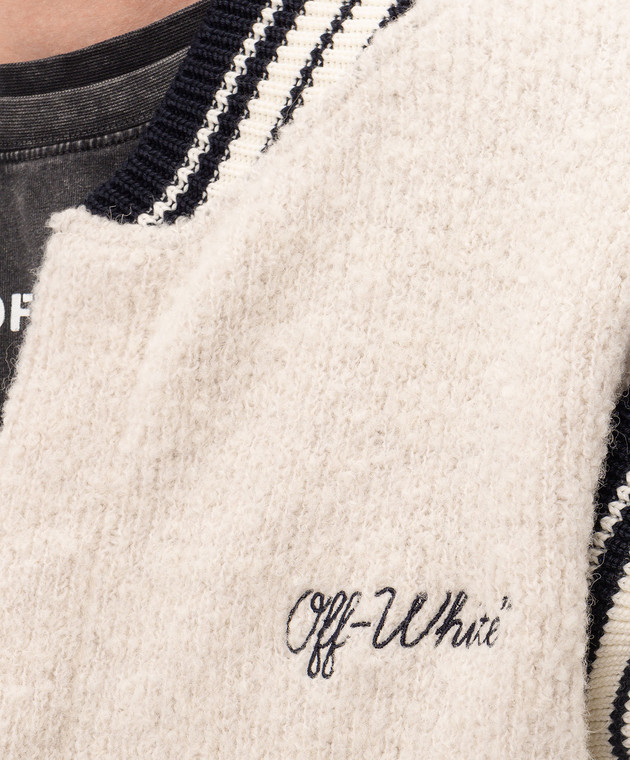 Off-White Бежевый кардиган с шерстью альпаки 44MHB02UF26K001 изображение 5