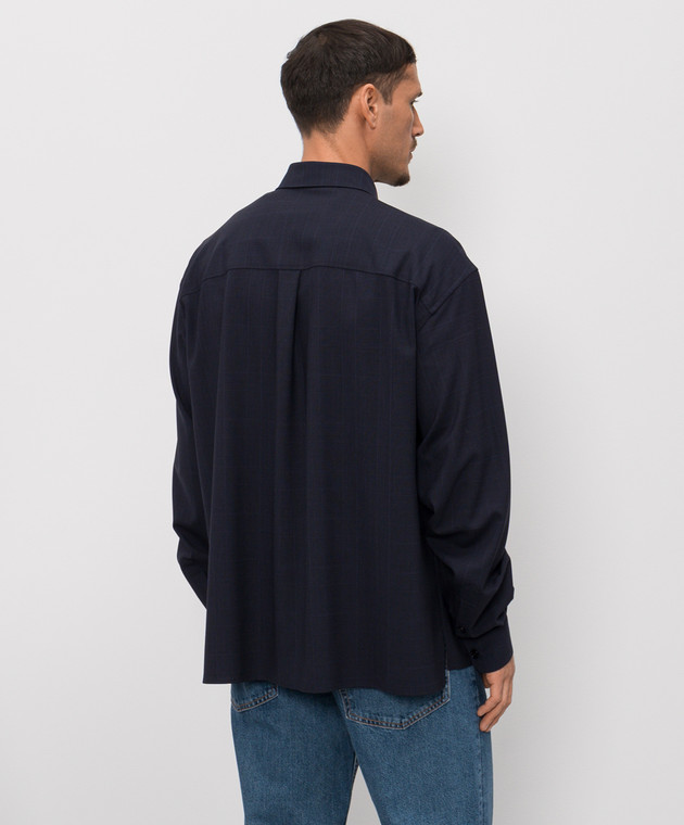 Dolce&Gabbana Синя сорочка з вовни в клітинку G5OG7TFQ2NJ зображення 4