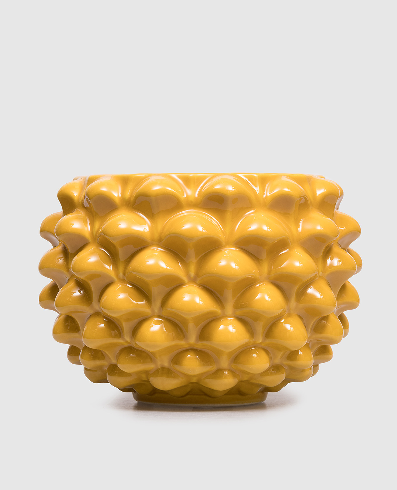 

Желтое керамическое кашпо, Желтый, Декор