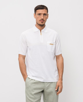 Stefano Ricci Белое поло с шелком K616459P31F26221