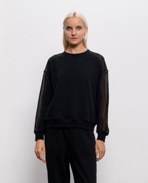 Brunello Cucinelli Чорний світшот з ланцюжком моніль MN05NB2R00